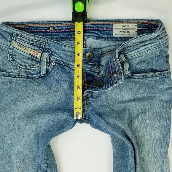 Diesel 28X32 Matic Stretch Embroidered Logo Women Blue Denim Jeans Made in Italy - Picture 3 of 11